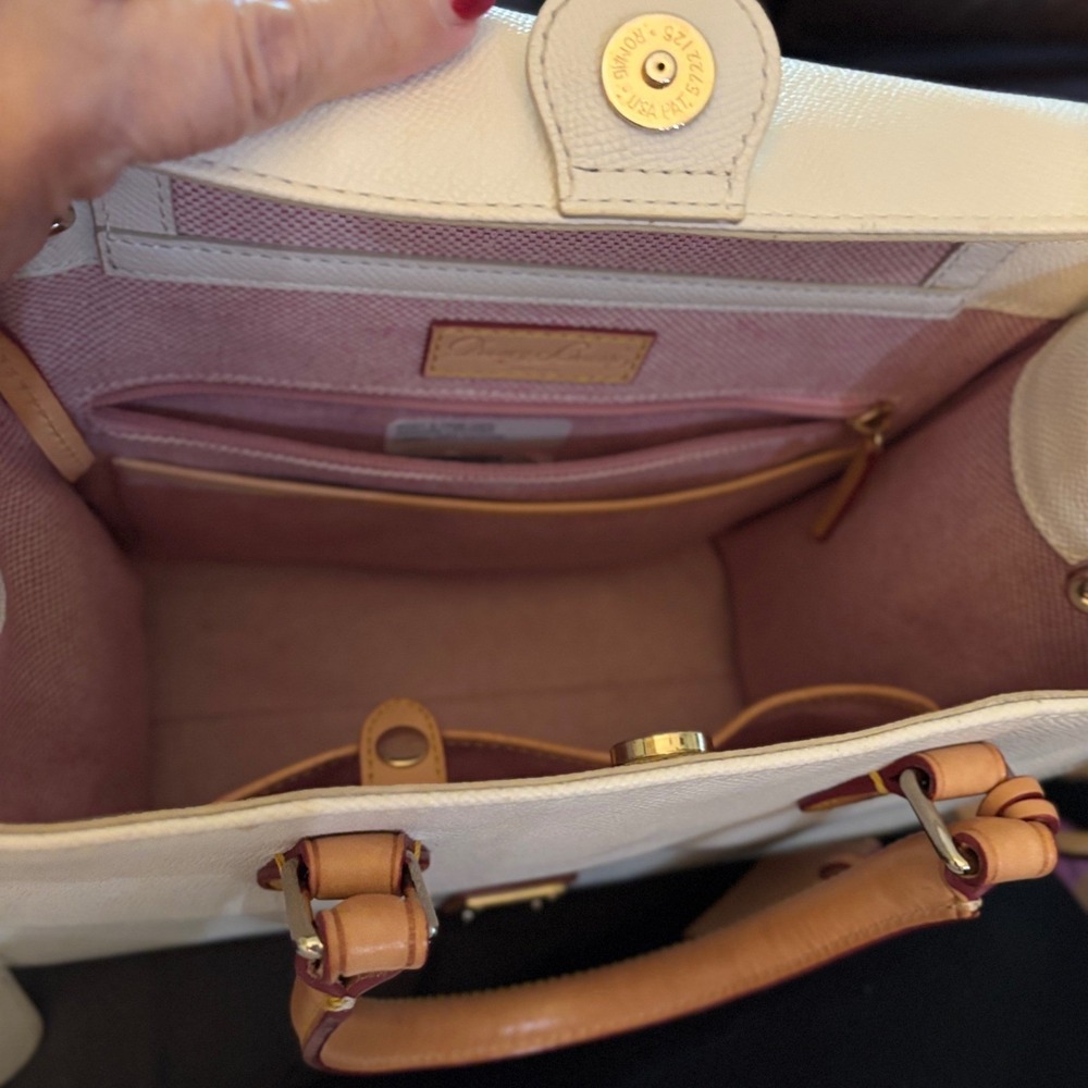 Dooney & Bourke Saffiano Leather Satchel Cream White Tan  Authentic Handbag COA - Picture 7 of 9